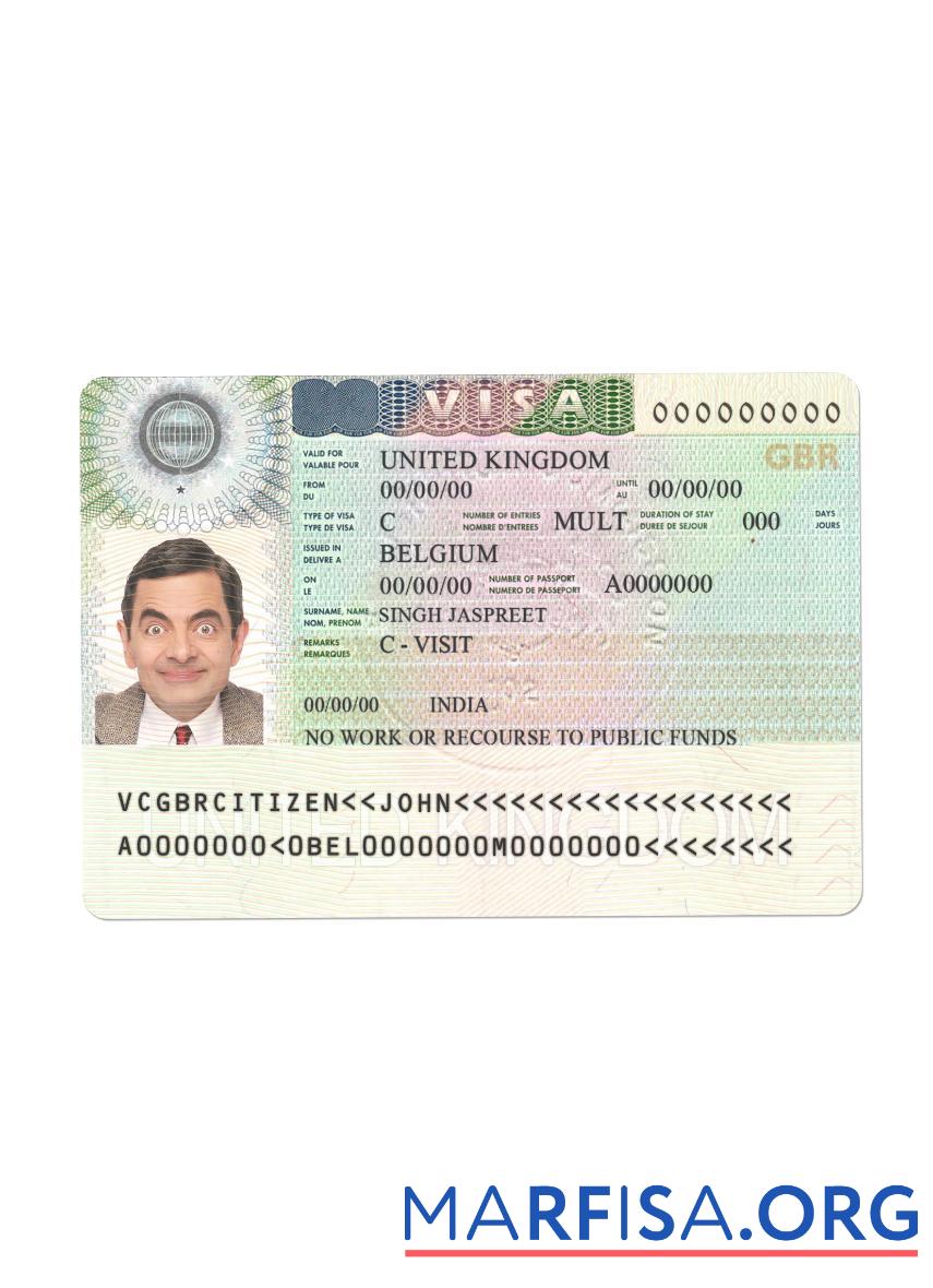 Realistic United Kingdom visa version 2 example